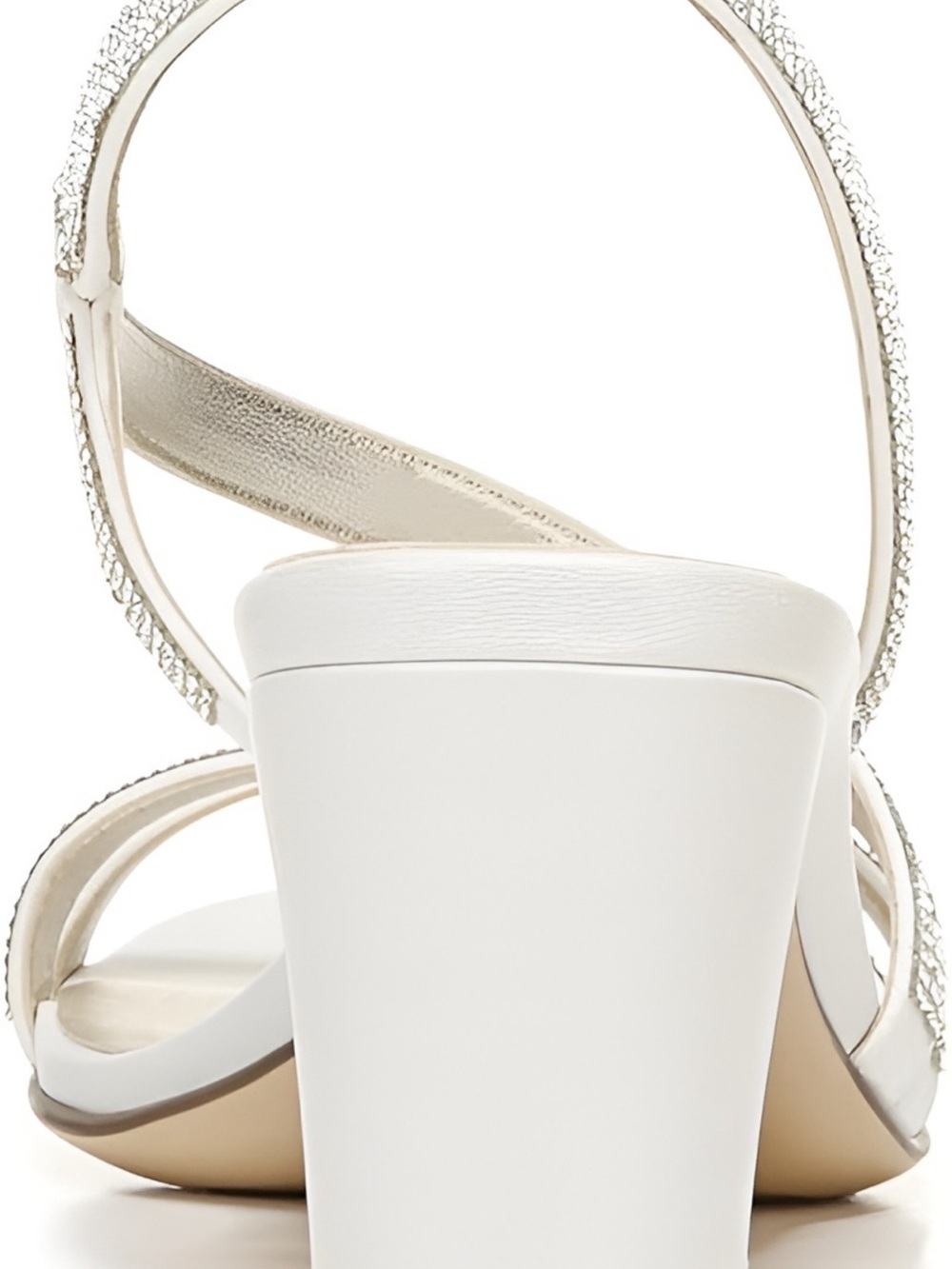 🐷 Naturalizer Vanessa 2 White With Silver Crystals Block Heel Sandals - Picture 16 of 17